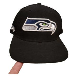 New Era 59Fifty Seattle Seahawks Hat NFL Football Cap Black / Multi OS Pre-owned